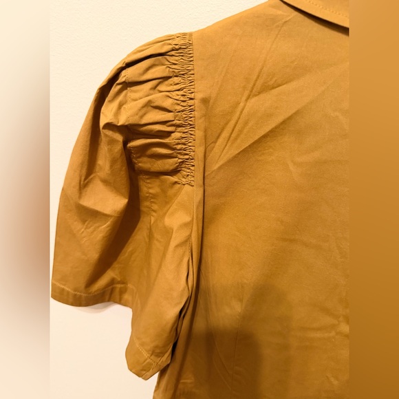 SEA Sienna Puff-Sleeve Stretch-Cotton Jumpsuit Tan Sz 4 - Picture 14 of 16